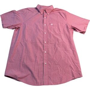 Ariat Pro Series Men's Pink‎ Plaid Short Sleeve Button Down Shirt Western L